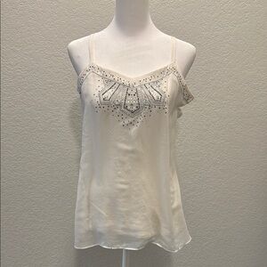 White House Black Market Cream Embellished Camisole